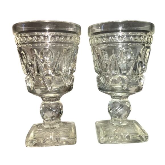 Colony, Park Lane Clear Liquor Cocktail set of 2 Cordials 3.5" Arch & Dot Design - Picture 1 of 6